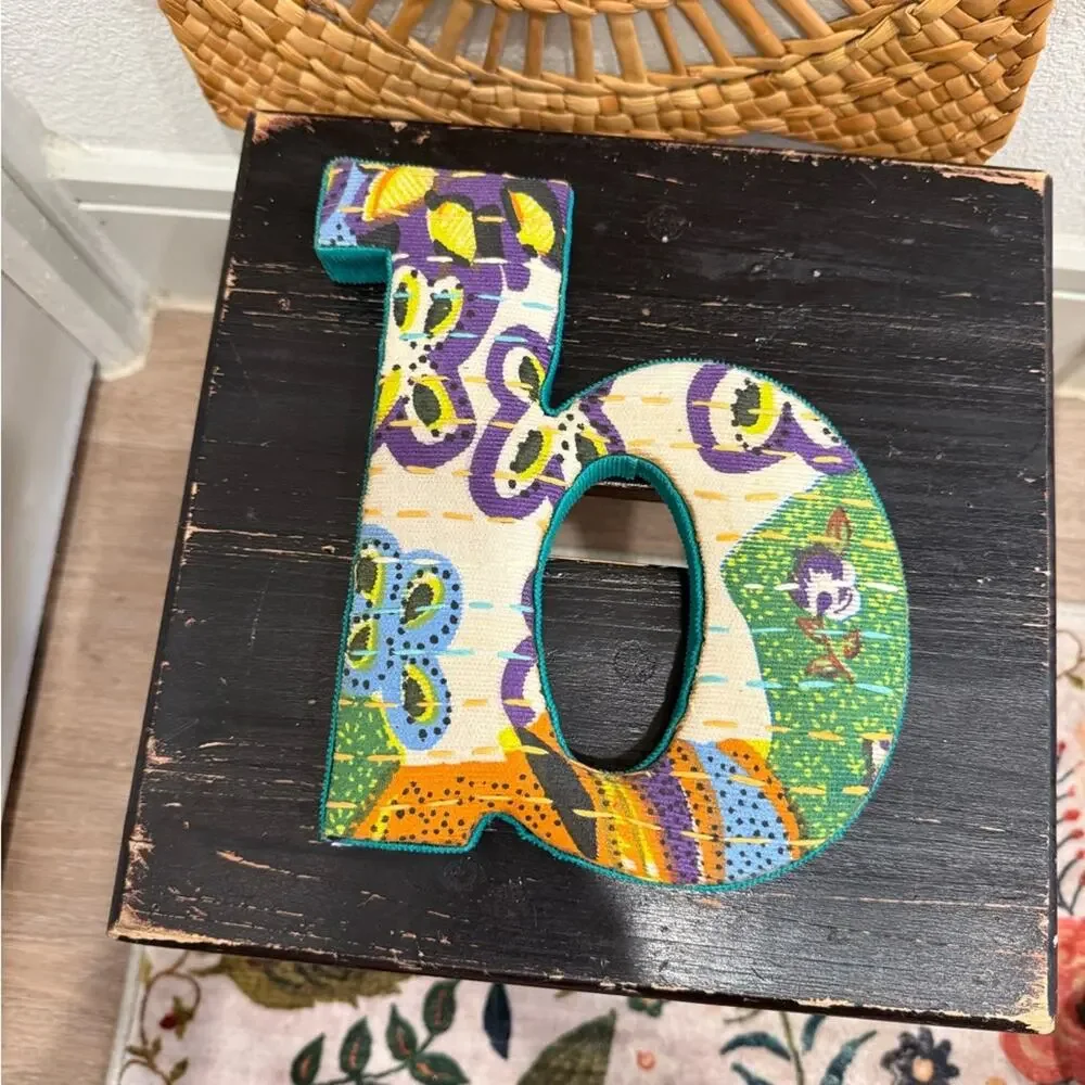 Anthropologie Quilted Colorful Alphabet Wall Decor Letter B